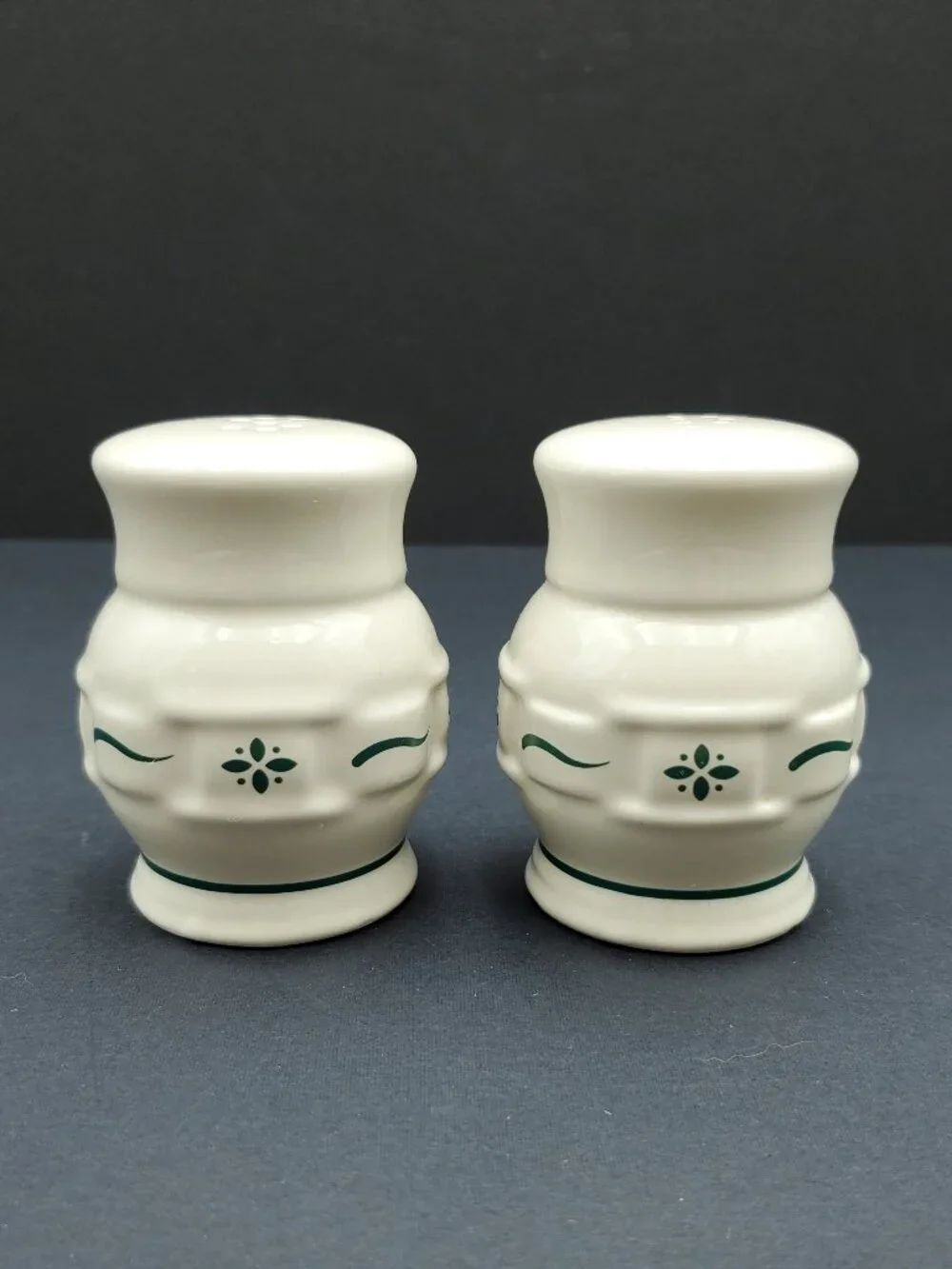 Longaberger Woven Traditions Heritage Green Salt & Pepper Shakers
